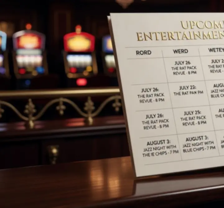 Calendrier d'&eacute;v&eacute;nements dans un univers casino chic