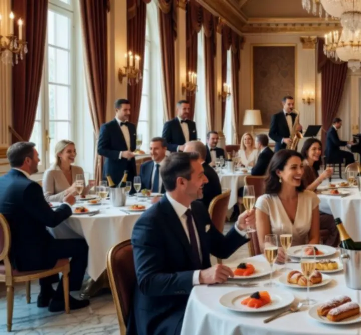 Brunch festif de luxe avec animation dans un restaurant de casino