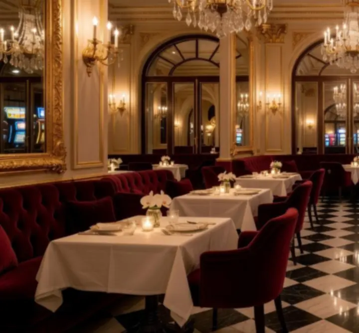 Intérieur élégant de restaurant inspiré par un casino parisien